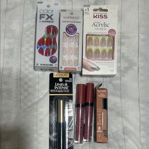 Kiss & imPRESS Press-On Nails + L'Oreal Lip & Liquid Lip Bundle